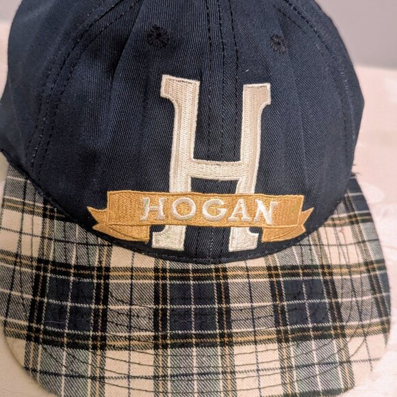 VTG Ben Hogan Blue Plaid Golf Hat Cap Adjustable Leather Strap USA Retro - Picture 3 of 7